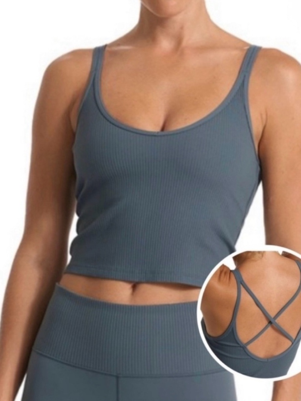 Vuori Rib Crop Tank Top Blue XL